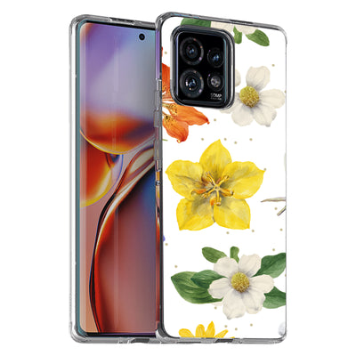 Flower Design 2 Print Slim Cover For Motorola   (Edge,One 5G,Ace,UW,X40,30), Print in USA