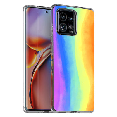 Pastel Rainbow Print Slim Cover For Motorola   (Edge,One 5G,Ace,UW,X40,30), Print in USA