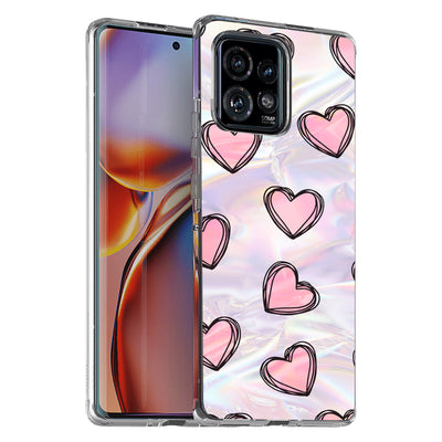 Girly Hearts Print Slim Cover For Motorola   (Edge,One 5G,Ace,UW,X40,30), Print in USA