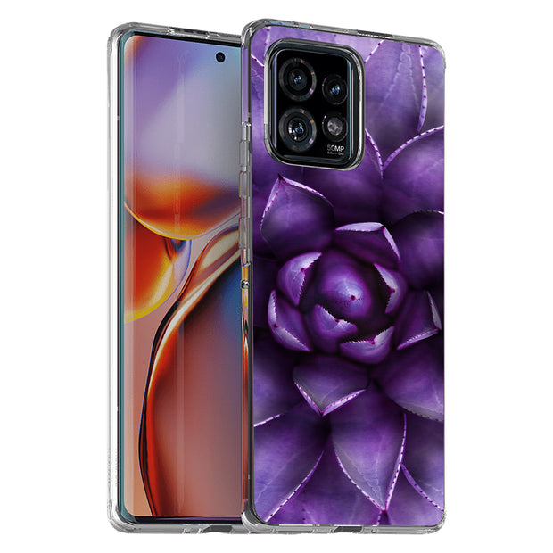 Purple Lotus Print Slim Cover For Motorola   (Edge,One 5G,Ace,UW,X40,30), Print in USA