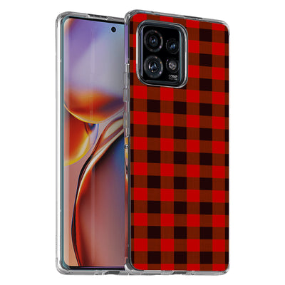 Classic Plaid Print Slim Cover For Motorola   (Edge,One 5G,Ace,UW,X40,30), Print in USA