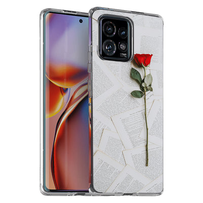 Red Rose Flower Print Slim Cover For Motorola   (Edge,One 5G,Ace,UW,X40,30), Print in USA