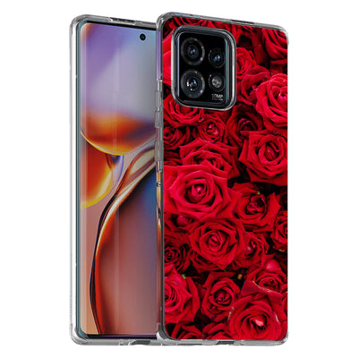 Red Rose Bush Print Slim Cover For Motorola   (Edge,One 5G,Ace,UW,X40,30), Print in USA