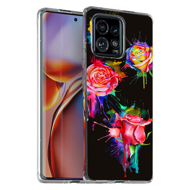 Watercolor Rose Print Slim Cover For Motorola   (Edge,One 5G,Ace,UW,X40,30), Print in USA