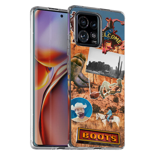 Cowboy Collage Print Slim Cover For Motorola   (Edge,One 5G,Ace,UW,X40,30), Print in USA