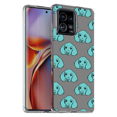 Blue Dog Print Slim Cover For Motorola   (Edge,One 5G,Ace,UW,X40,30), Print in USA