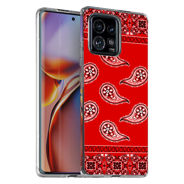 Red Bandana Print Slim Cover For Motorola   (Edge,One 5G,Ace,UW,X40,30), Print in USA