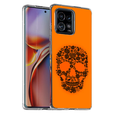 Skull Flower Print Slim Cover For Motorola   (Edge,One 5G,Ace,UW,X40,30), Print in USA