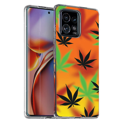 Color Marijuana Print Slim Cover For Motorola   (Edge,One 5G,Ace,UW,X40,30), Print in USA