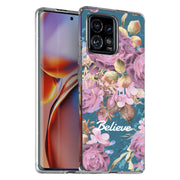 Believe Flowers Print Slim Cover For Motorola   (Edge,One 5G,Ace,UW,X40,30), Print in USA