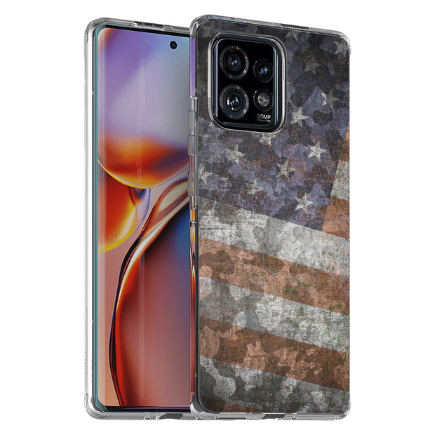 American Flag 2 Print Slim Cover For Motorola   (Edge,One 5G,Ace,UW,X40,30), Print in USA