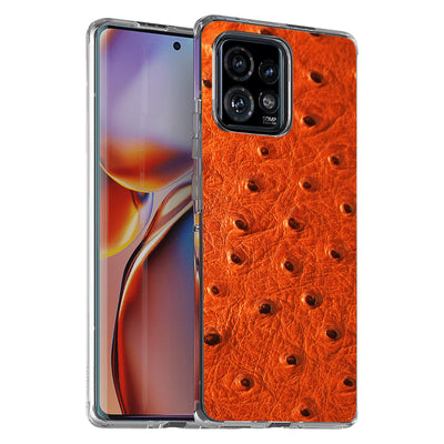 Orange Ostrich Print Slim Cover For Motorola   (Edge,One 5G,Ace,UW,X40,30), Print in USA