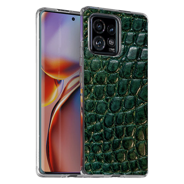 Green Alligator Print Slim Cover For Motorola   (Edge,One 5G,Ace,UW,X40,30), Print in USA