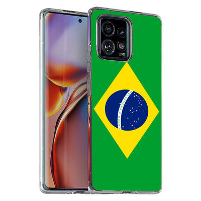 Flag Brazil Print Slim Cover For Motorola   (Edge,One 5G,Ace,UW,X40,30), Print in USA