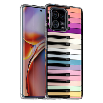 Rainbow Piano Print Slim Cover For Motorola   (Edge,One 5G,Ace,UW,X40,30), Print in USA