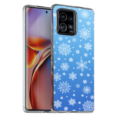 Blue Snowflakes Print Slim Cover For Motorola   (Edge,One 5G,Ace,UW,X40,30), Print in USA