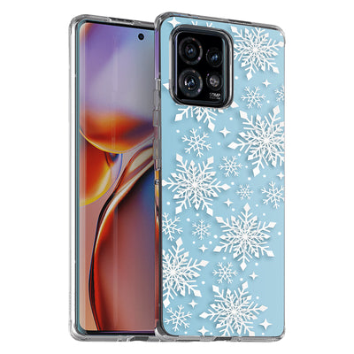 Snowflake Blue Print Slim Cover For Motorola   (Edge,One 5G,Ace,UW,X40,30), Print in USA