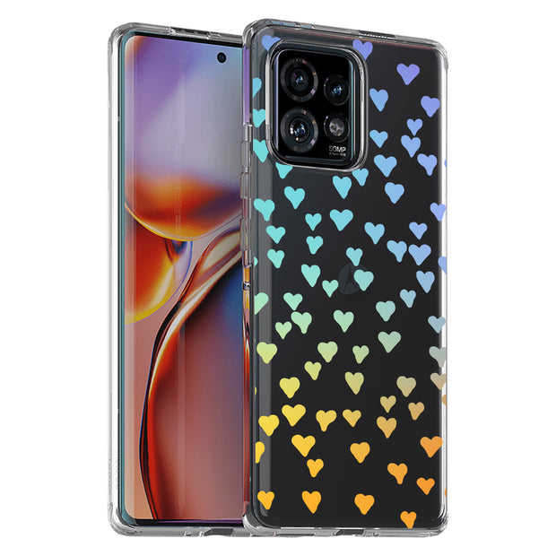 Gradient Hearts Print Slim Cover For Motorola   (Edge,One 5G,Ace,UW,X40,30), Print in USA