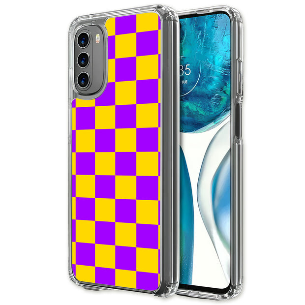 Yellow Checker Print Slim Cover For Motorola Moto G (Power, Stylus, Play, 5G), Print in USA