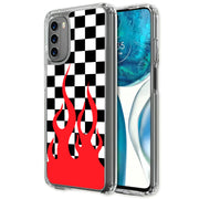 Checkers Flame Print Slim Cover For Motorola Moto G (Power, Stylus, Play, 5G), Print in USA