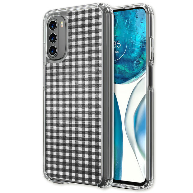 Black Plaid Print Slim Cover For Motorola Moto G (Power, Stylus, Play, 5G), Print in USA