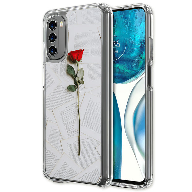 Red Rose Flower Print Slim Cover For Motorola Moto G (Power, Stylus, Play, 5G), Print in USA