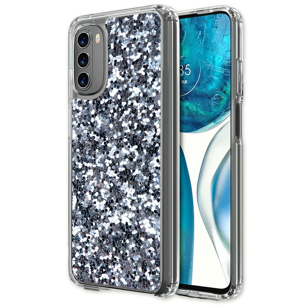 Silver Sparkles Print Slim Cover For Motorola Moto G (Power, Stylus, Play, 5G), Print in USA