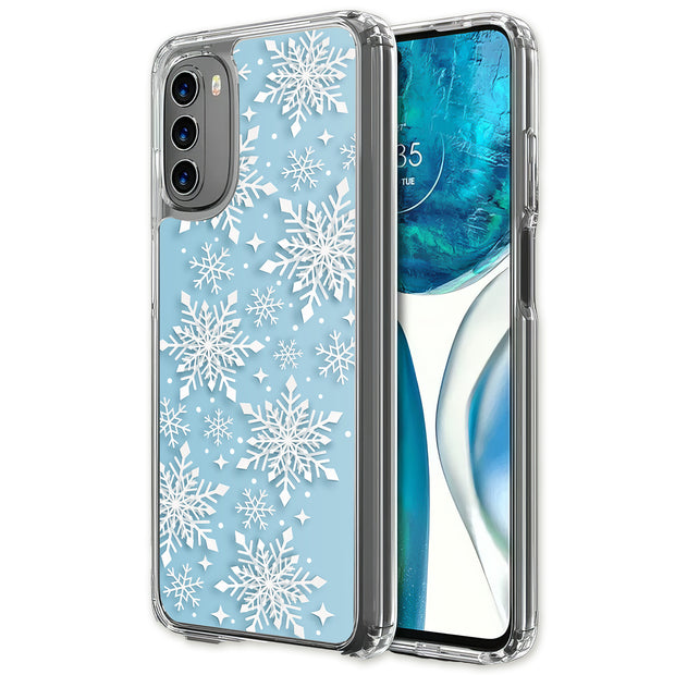 Snowflake Blue Print Slim Cover For Motorola Moto G (Power, Stylus, Play, 5G), Print in USA