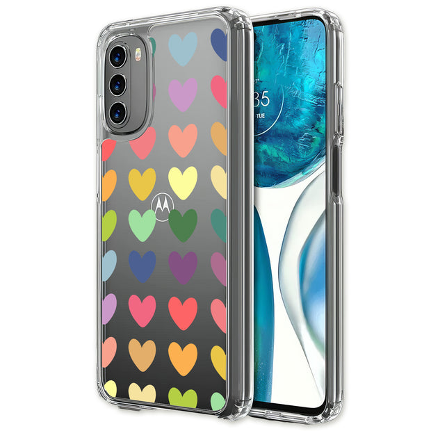 Colorful Hearts Print Slim Cover For Motorola Moto G (Power, Stylus, Play, 5G), Print in USA