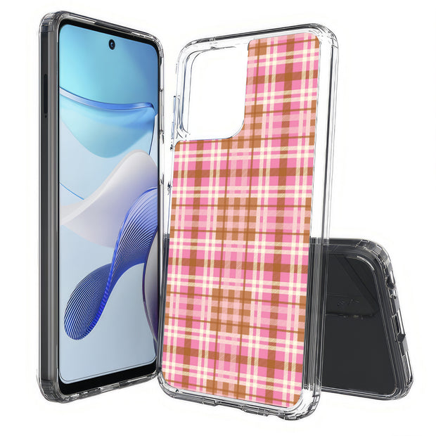 Plaid Grid Line Print Slim Cover For Motorola Moto G (Power, Stylus, Play, 5G), Print in USA