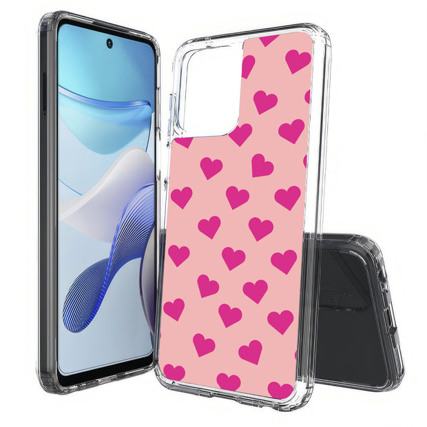 Cute Pink Love Print Slim Cover For Motorola Moto G (Power, Stylus, Play, 5G), Print in USA