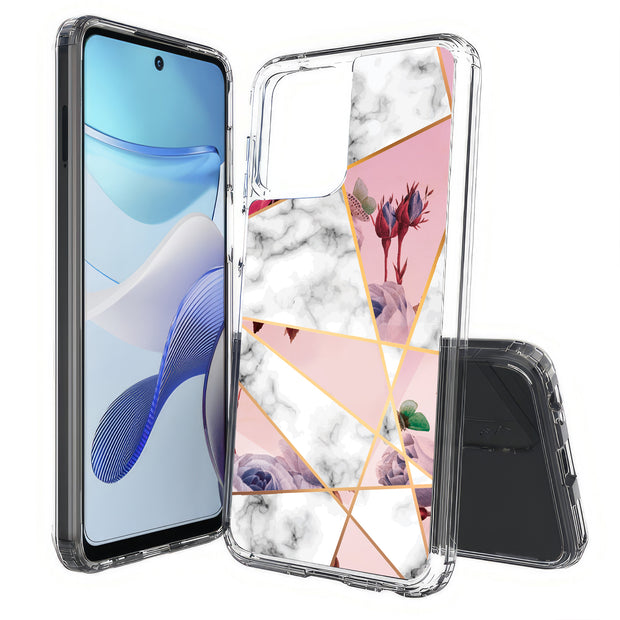 Marble Flower Print Slim Cover For Motorola Moto G (Power, Stylus, Play, 5G), Print in USA