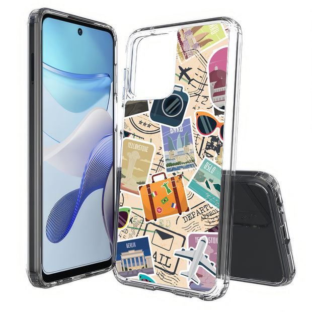 Travel Sticker Print Slim Cover For Motorola Moto G (Power, Stylus, Play, 5G), Print in USA