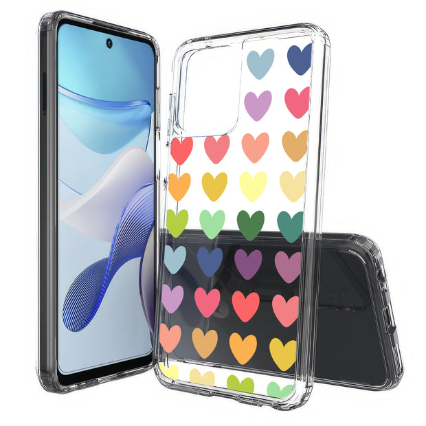 Colorful Hearts Print Slim Cover For Motorola Moto G (Power, Stylus, Play, 5G), Print in USA