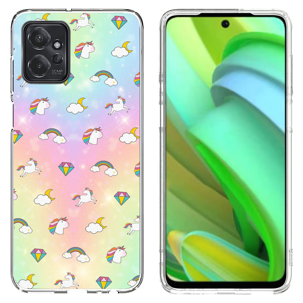 Rainbow Unicorn Print Slim Cover For Motorola Moto G (Power, Stylus, Play, 5G), Print in USA