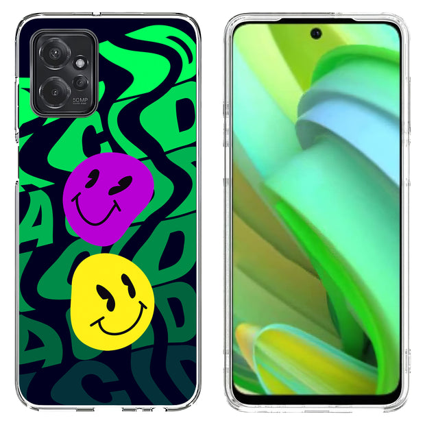 Acid Smile Face Print Slim Cover For Motorola Moto G (Power, Stylus, Play, 5G), Print in USA