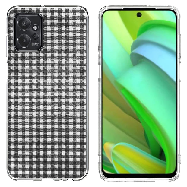 Black Plaid Print Slim Cover For Motorola Moto G (Power, Stylus, Play, 5G), Print in USA