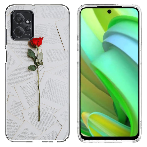 Red Rose Flower Print Slim Cover For Motorola Moto G (Power, Stylus, Play, 5G), Print in USA