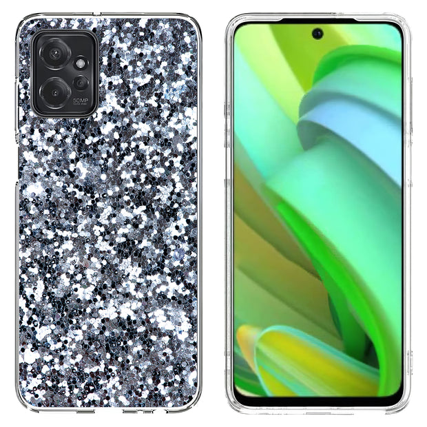 Silver Sparkles Print Slim Cover For Motorola Moto G (Power, Stylus, Play, 5G), Print in USA