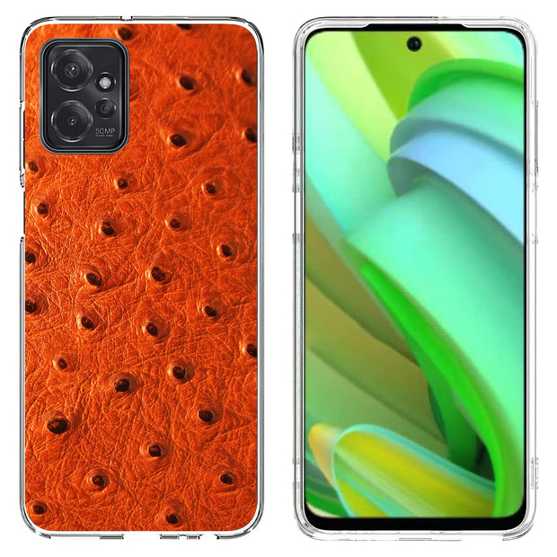 Orange Ostrich Print Slim Cover For Motorola Moto G (Power, Stylus, Play, 5G), Print in USA