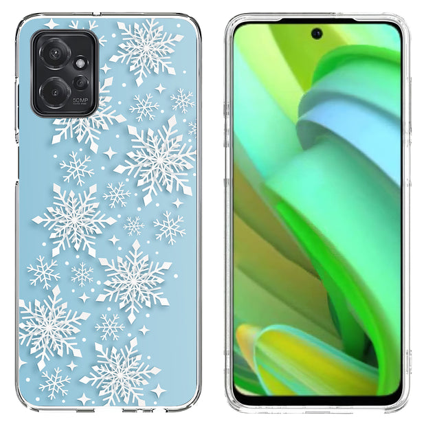 Snowflake Blue Print Slim Cover For Motorola Moto G (Power, Stylus, Play, 5G), Print in USA