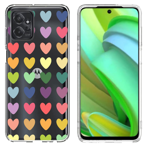 Colorful Hearts Print Slim Cover For Motorola Moto G (Power, Stylus, Play, 5G), Print in USA