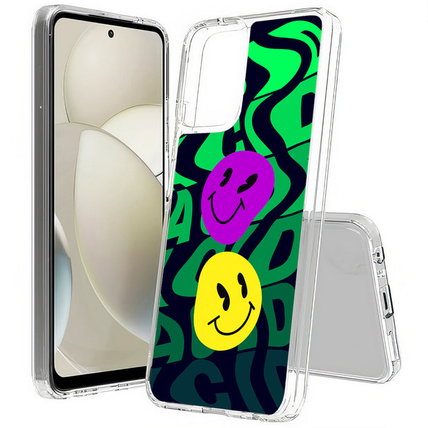 Acid Smile Face Print Slim Cover For Motorola Moto G (Power, Stylus, Play, 5G), Print in USA