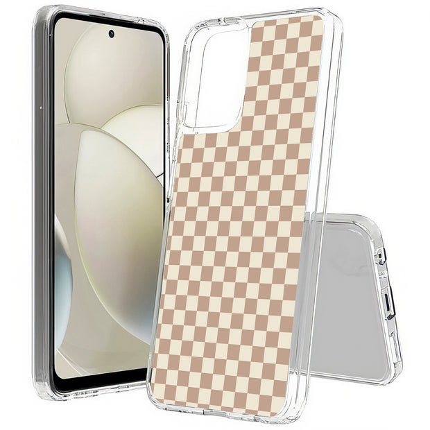 Beige Gingham Print Slim Cover For Motorola Moto G (Power, Stylus, Play, 5G), Print in USA