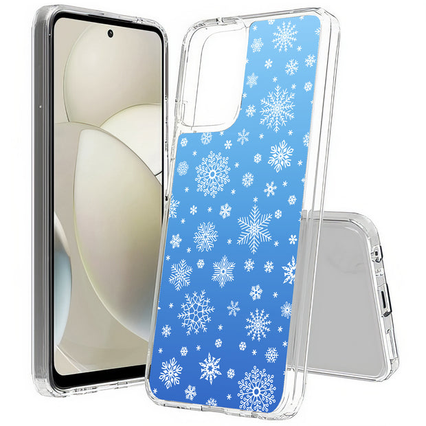 Blue Snowflakes Print Slim Cover For Motorola Moto G (Power, Stylus, Play, 5G), Print in USA