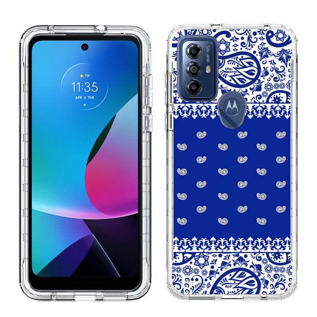 Paisley Blue Print Slim Cover For Motorola Moto G (Power, Stylus, Play, 5G), Print in USA