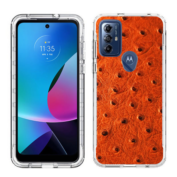 Orange Ostrich Print Slim Cover For Motorola Moto G (Power, Stylus, Play, 5G), Print in USA