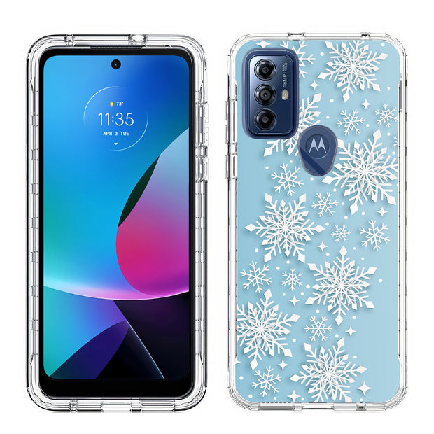 Snowflake Blue Print Slim Cover For Motorola Moto G (Power, Stylus, Play, 5G), Print in USA