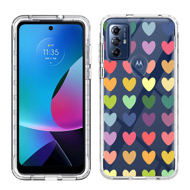 Colorful Hearts Print Slim Cover For Motorola Moto G (Power, Stylus, Play, 5G), Print in USA