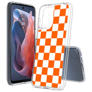 Orange Checker Print Slim Cover For Motorola Moto G (Power, Stylus, Play, 5G), Print in USA